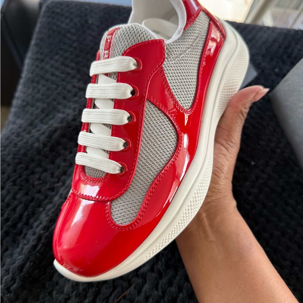 Prada Red and White Women's Sneakers